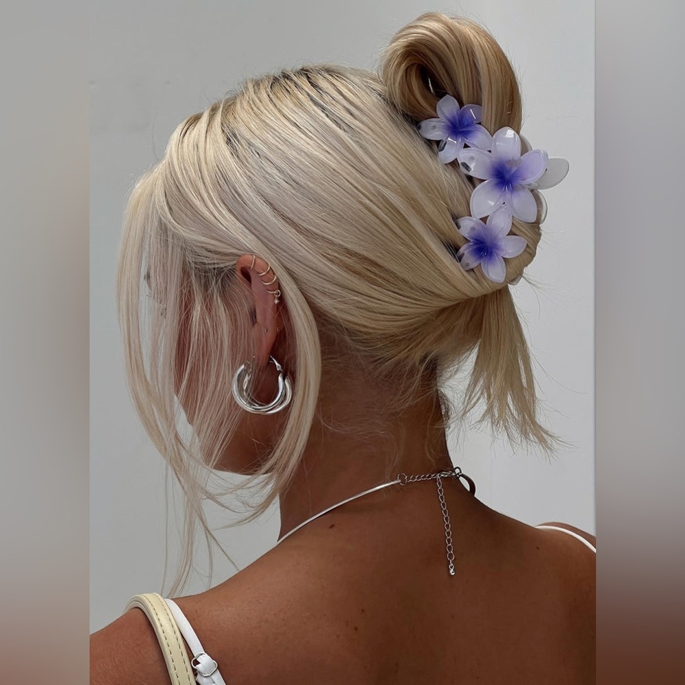 H&M Blue Purple Mini Floral Flower Hair Claw Clips Accessory Summer Beach Boho